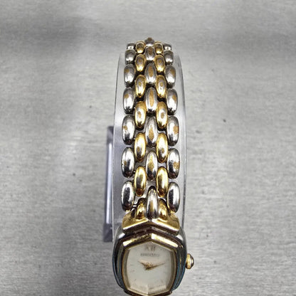 Seiko Watch Women 15mm White Dial Two Tone Oval Y150-5M80 New Battery Vintage4