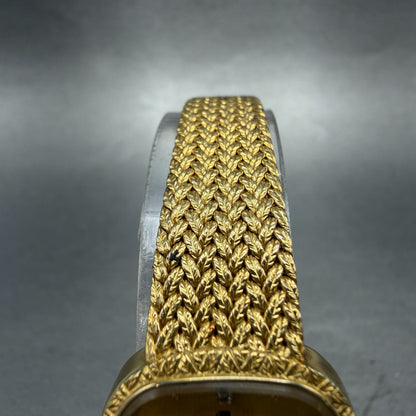 Cyma Watch Women 22mm Gold Dial Gold Tone Rectangle 806 New Battery Vintage4