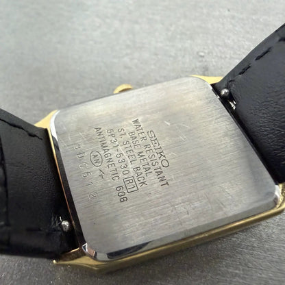 Seiko Tank Watch Men 25mm Champagne Dial Gold Tone 5P31-5330 New Battery9