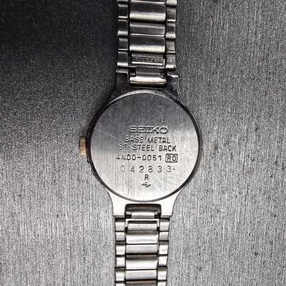Seiko Watch Women 19mm Ivory Dial Two Tone Round 4N00-0051 New Battery Vintage10