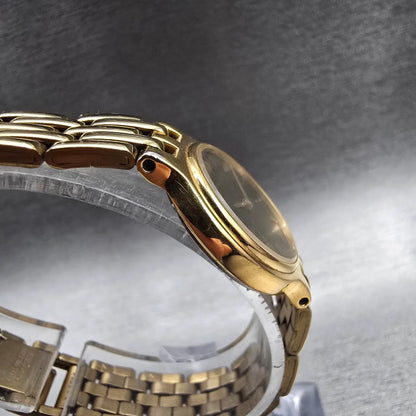 Seiko Watch Women 22mm Black Dial Gold Tone Round 1N00-0A99 New Battery VTG JP93