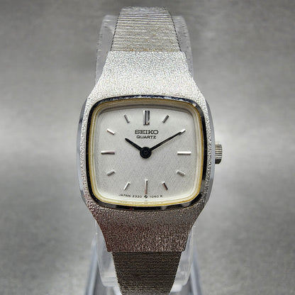 Seiko Watch Women 18mm White Dial Silver Tone Rectangle 23205269 New Battery0