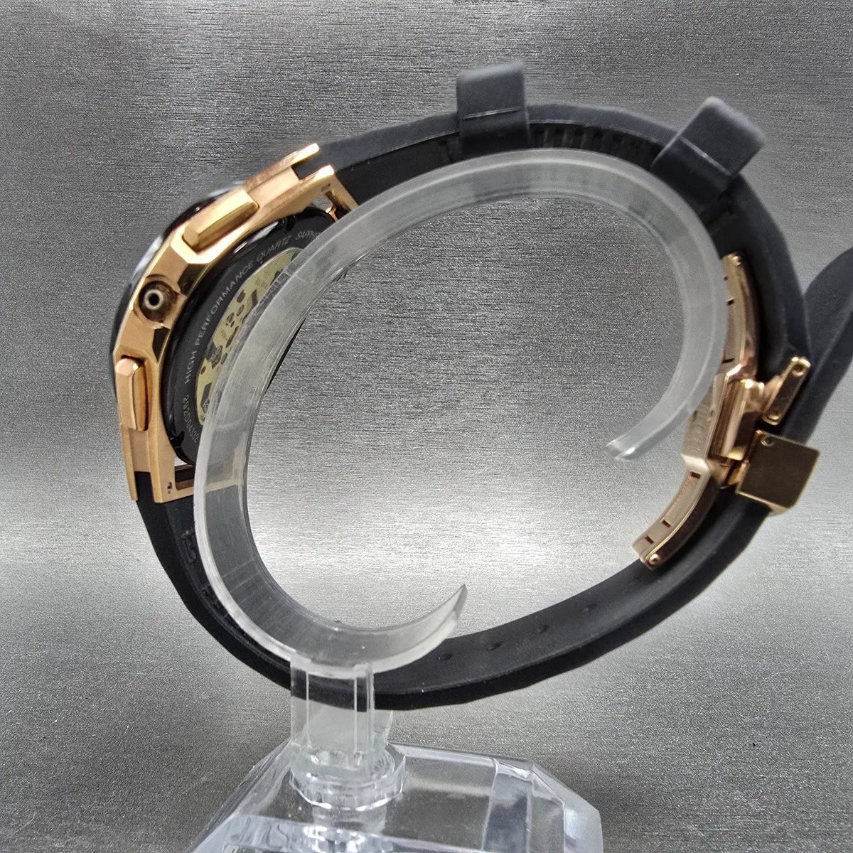 Bulova CURV Chronograph Watch Men 44mm Black Dial Roes Gold 98A185 PARTS7