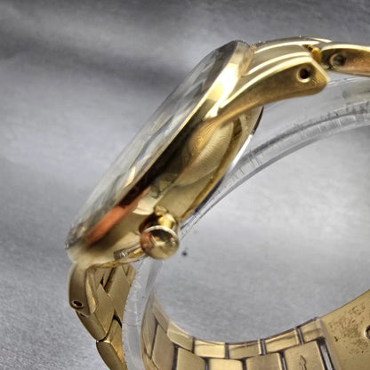 Skagen Watch Women 34mm Champagne Dial Gold Tone Daydate Round 344LGXG New Batt2