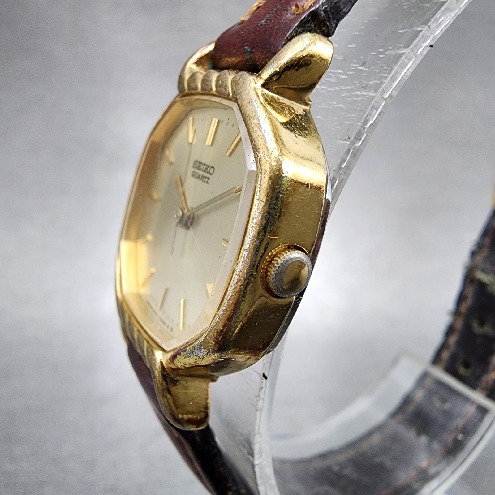 Seiko Watch Women 22mm Champagne Dial Gold Tone Octagon 34215140 New Battery2