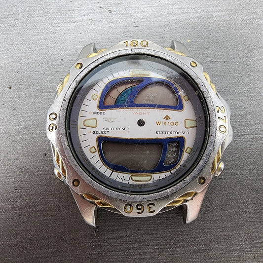 Citizen Yachtmaster Watch Men 42mm Analog Digital Round C211 Silver Tone PARTS0