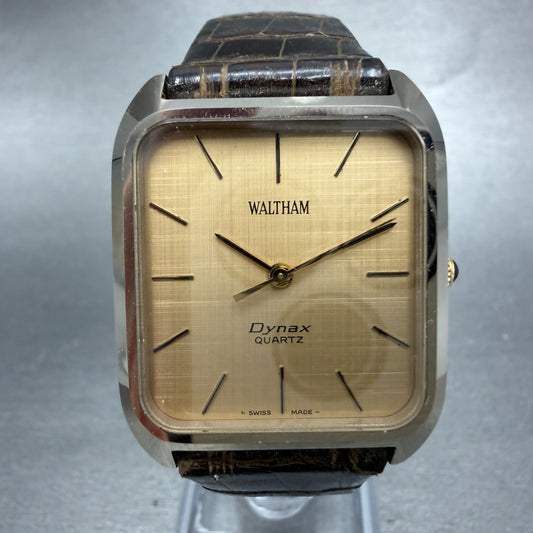 Waltham Dynax Tank Watch Men 28mm Gold Dial Tungsten Rectangle New Battery0