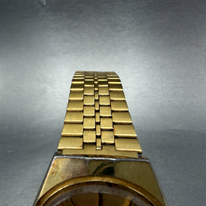 Seiko SQ Watch Men 35mm Gold Dial Gold Tone Daydate Round 7123-8570 New Battery4