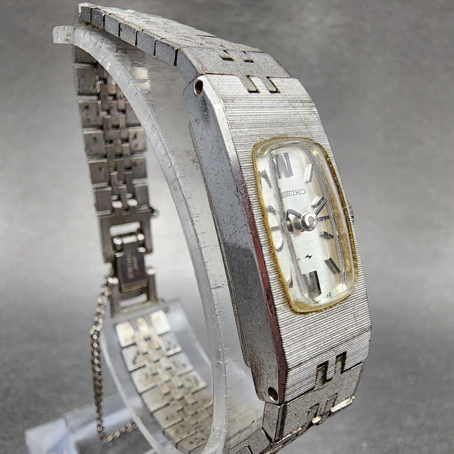 Seiko Watch Women 12mm Silver Dial Silver Tone Rectangle 15203339 New Battery3
