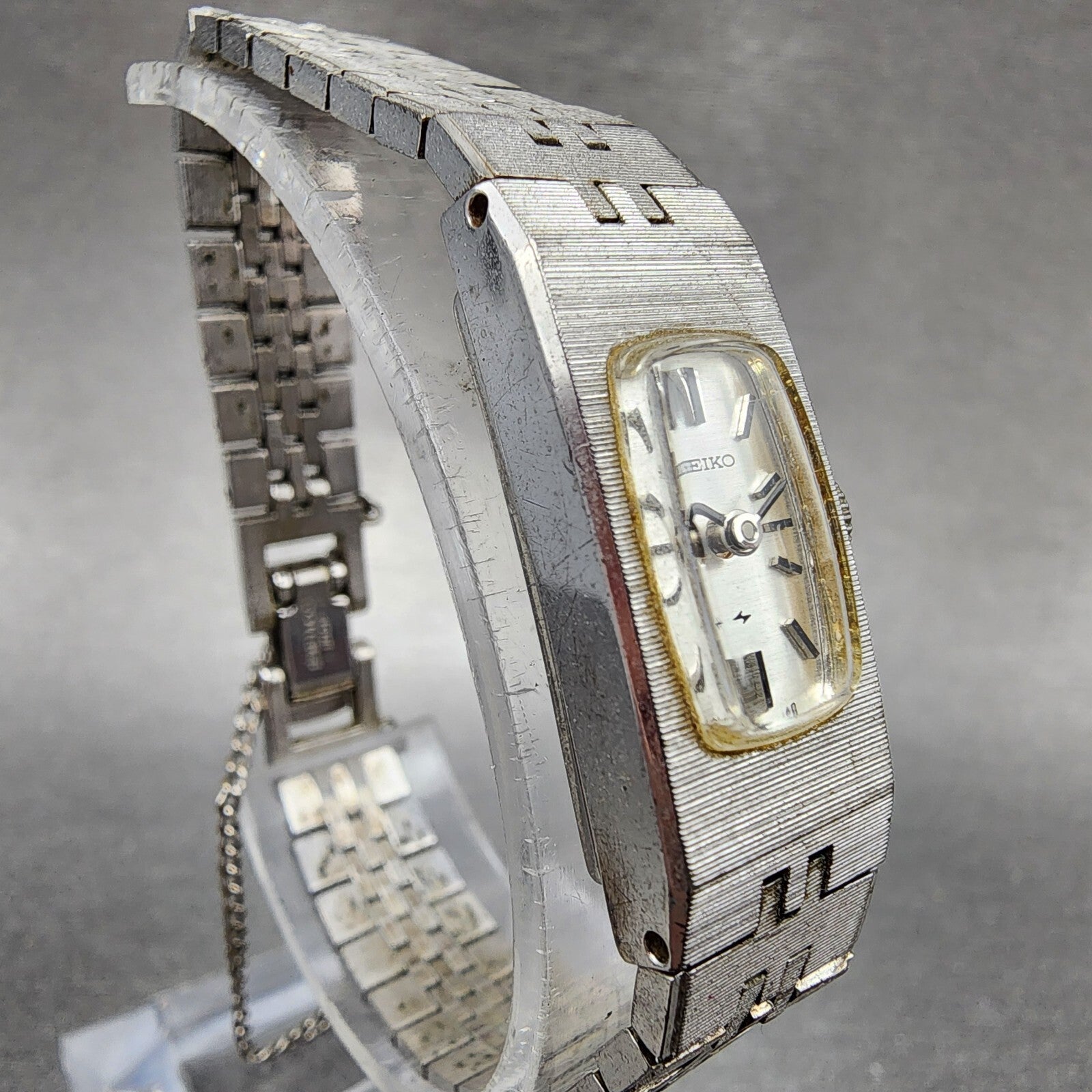 Seiko Watch Women 12mm Silver Dial Silver Tone Rectangle 15203339 New Battery3
