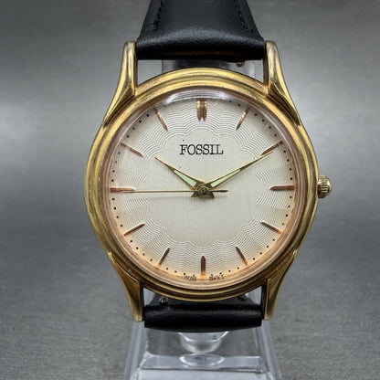 Fossil Watch Men 34mm White Dial Gold Tone Round Eagle Scout New Battery0