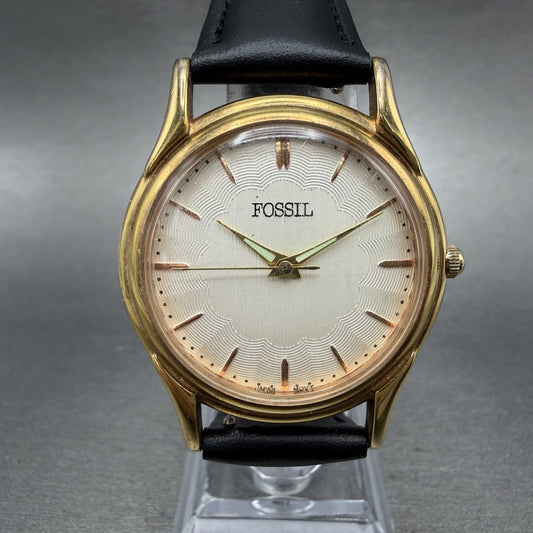 Fossil Watch Men 34mm White Dial Gold Tone Round Eagle Scout New Battery0