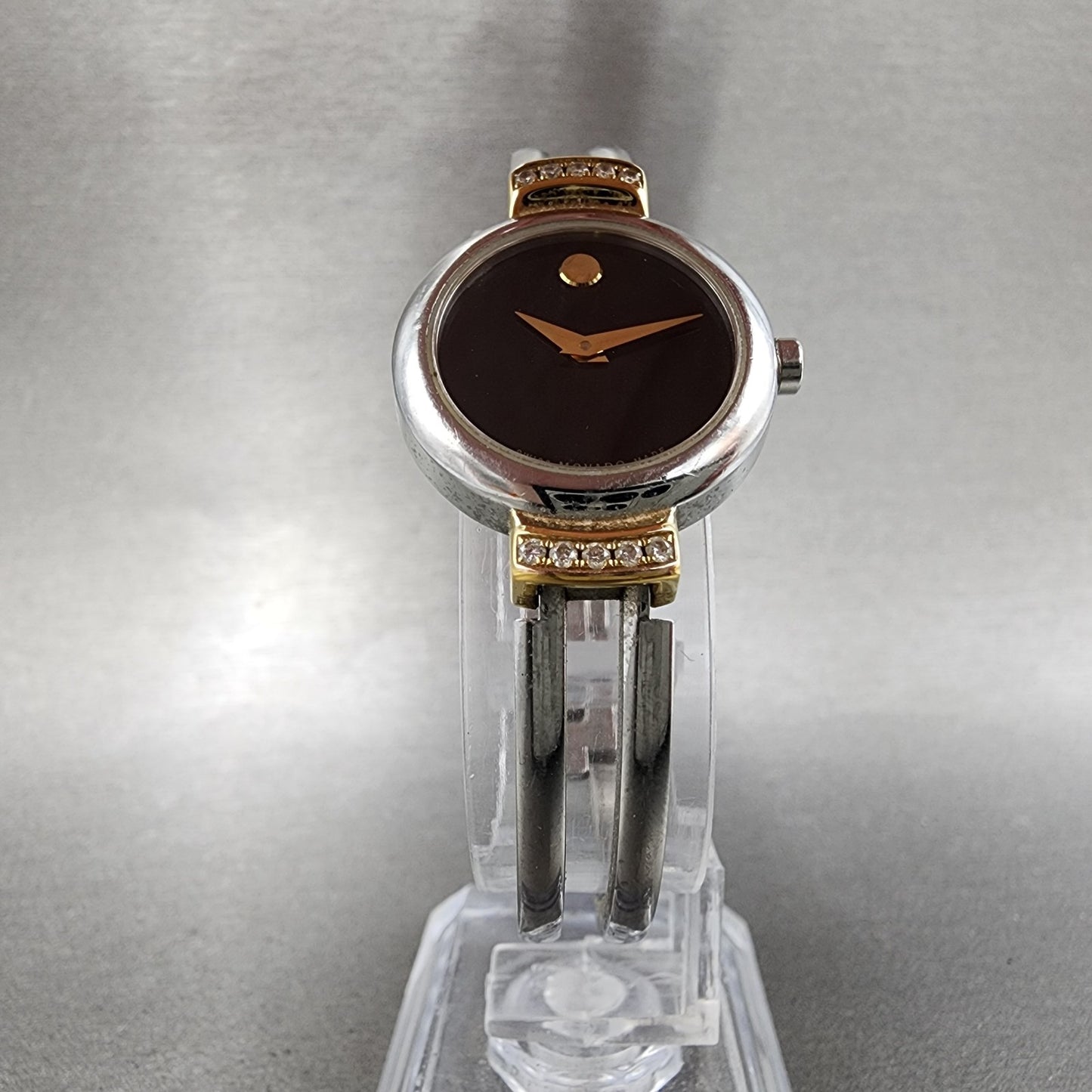 Movado Harmony Watch Women 23mm Black Dial Two Tone Diamond Bezel New Battery5