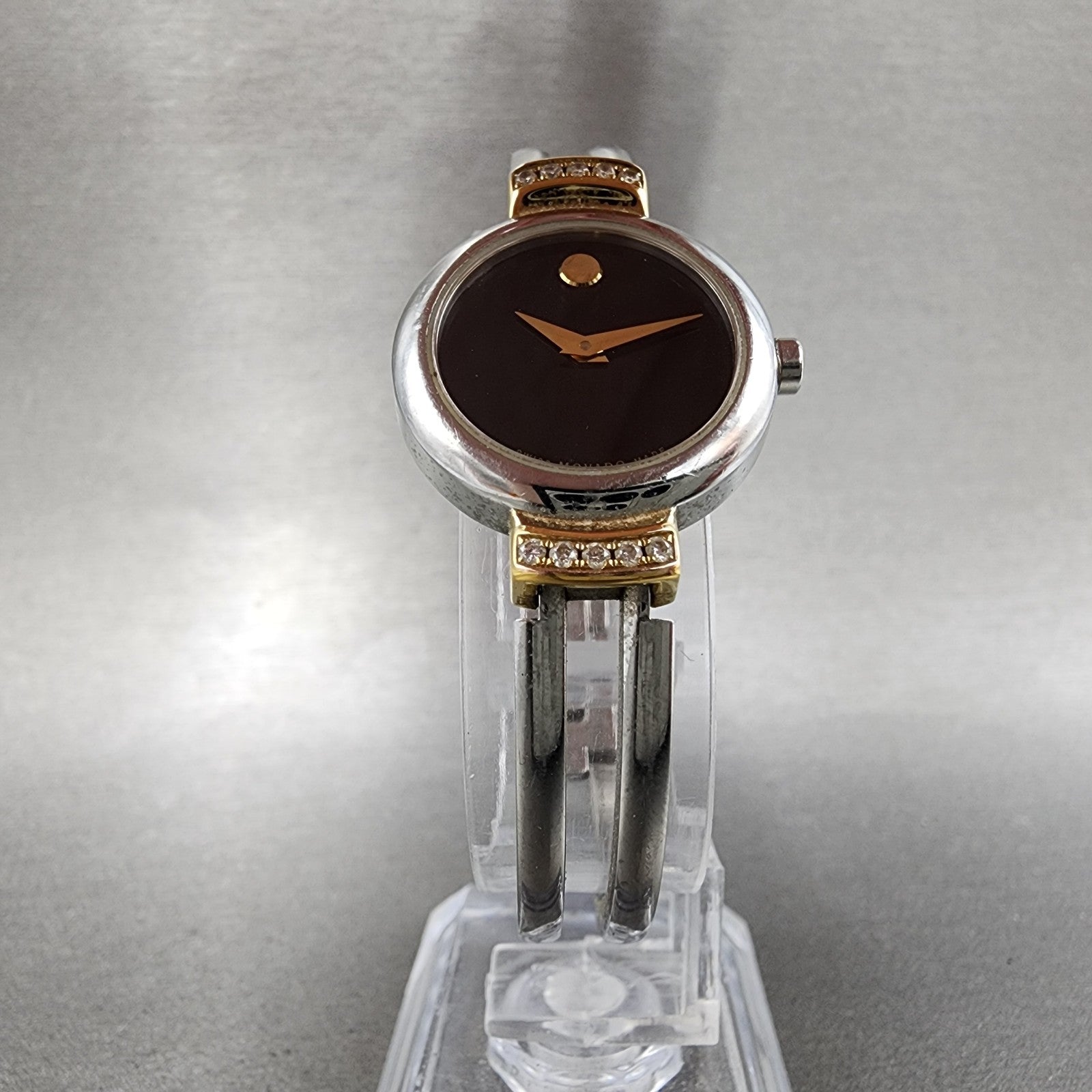 Movado Harmony Watch Women 23mm Black Dial Two Tone Diamond Bezel New Battery5