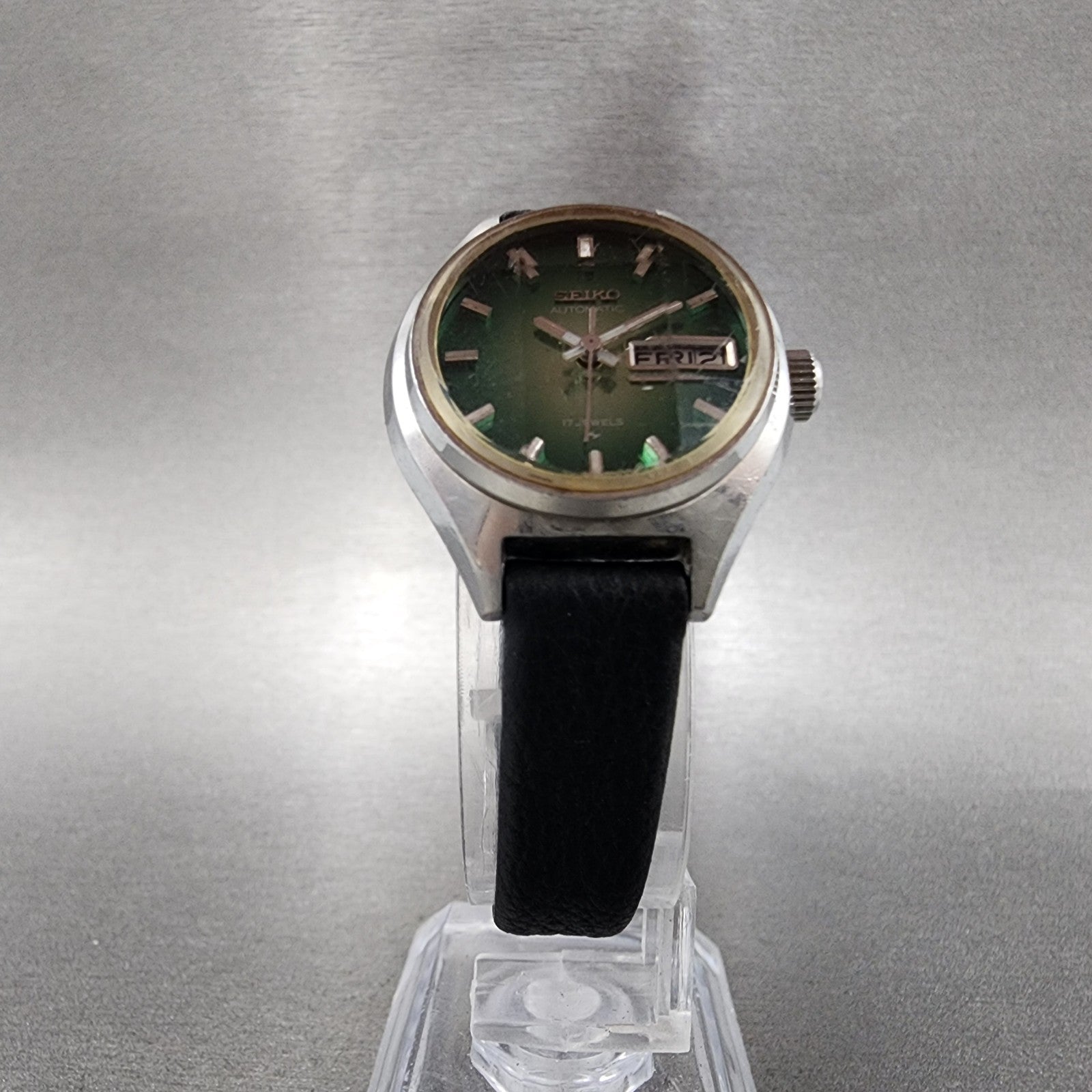 Seiko Automatic Watch Women 24mm Green Dial Silver Tone Daydate 22060300 Runs5