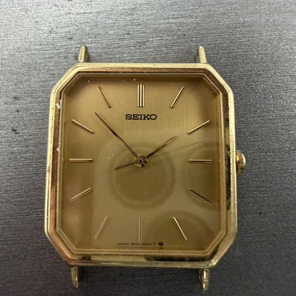 Seiko Watch Men 28mm Champagne Dial Gold Tone Octagon 5P31-5C50 New Battery1