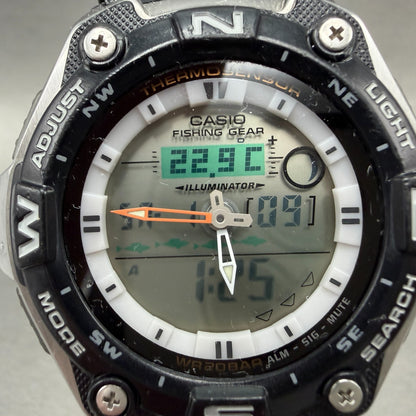 Casio Fishing Gear Watch Men 46mm Analog Digital Black Silver AQW-101 New BattAD1