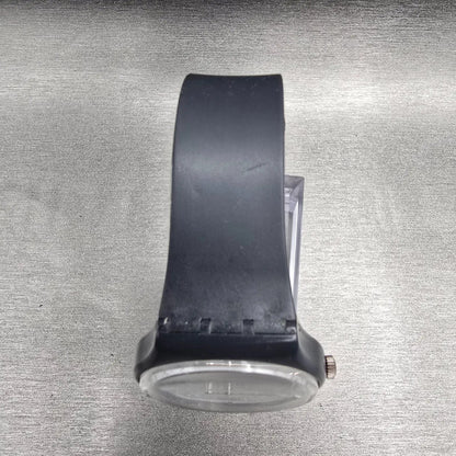 Swatch INC Watch Men 34mm White Dial Black Tone Round GA103 New Battery4