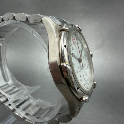 Wenger Watch Men 36mm White Dial Silver Tone Date Round PARTS Vintage4