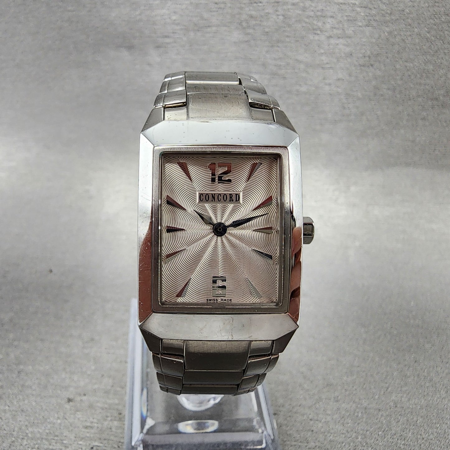 Concord Carlton Tank Watch Women 23mm White Dial Steel Rectangle New Battery0