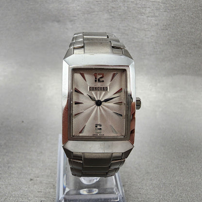 Concord Carlton Tank Watch Women 23mm White Dial Steel Rectangle New Battery0