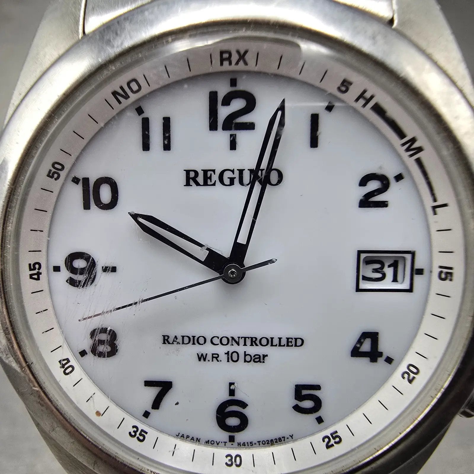 Citizen Reguno Atomic SolarWatch Men 36mm White Dial Silver Tone Date PARTS2
