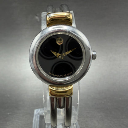 Movado Harmony Watch Women 23mm Black Dial Two Tone Round 97 A1 809 A New Batt0