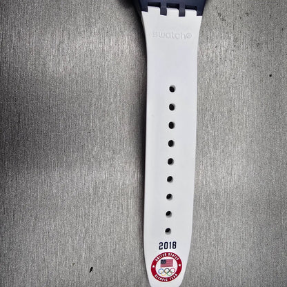 Swatch Free & Brave Chronograph Watch Men White Dial Blue Date SUSZ401 New Batt312