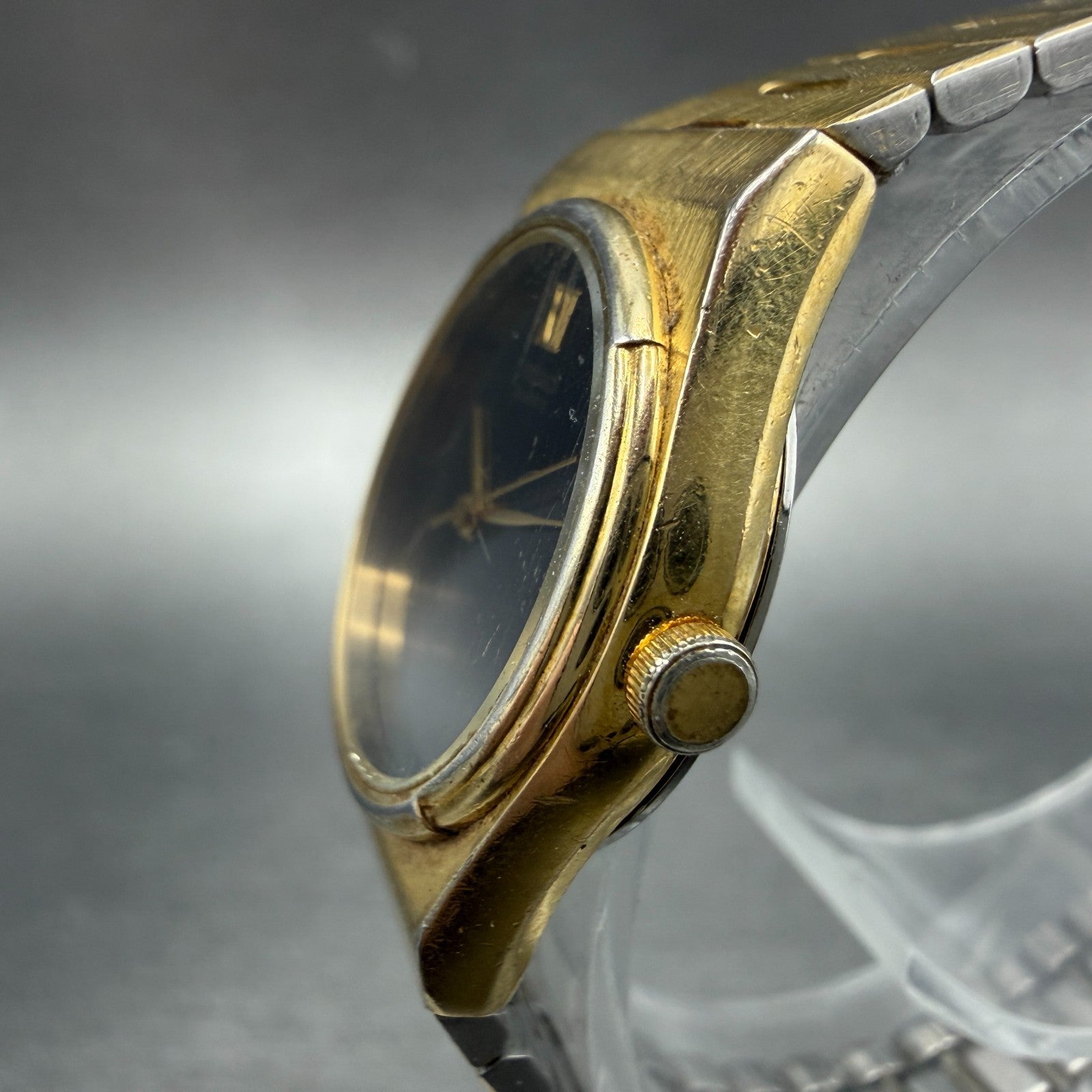 Seiko Watch Women 23mm Black Dial Gold Tone Date Hexagon 2A22-0050 New Battery2