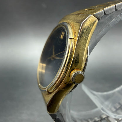 Seiko Watch Women 23mm Black Dial Gold Tone Date Hexagon 2A22-0050 New Battery2