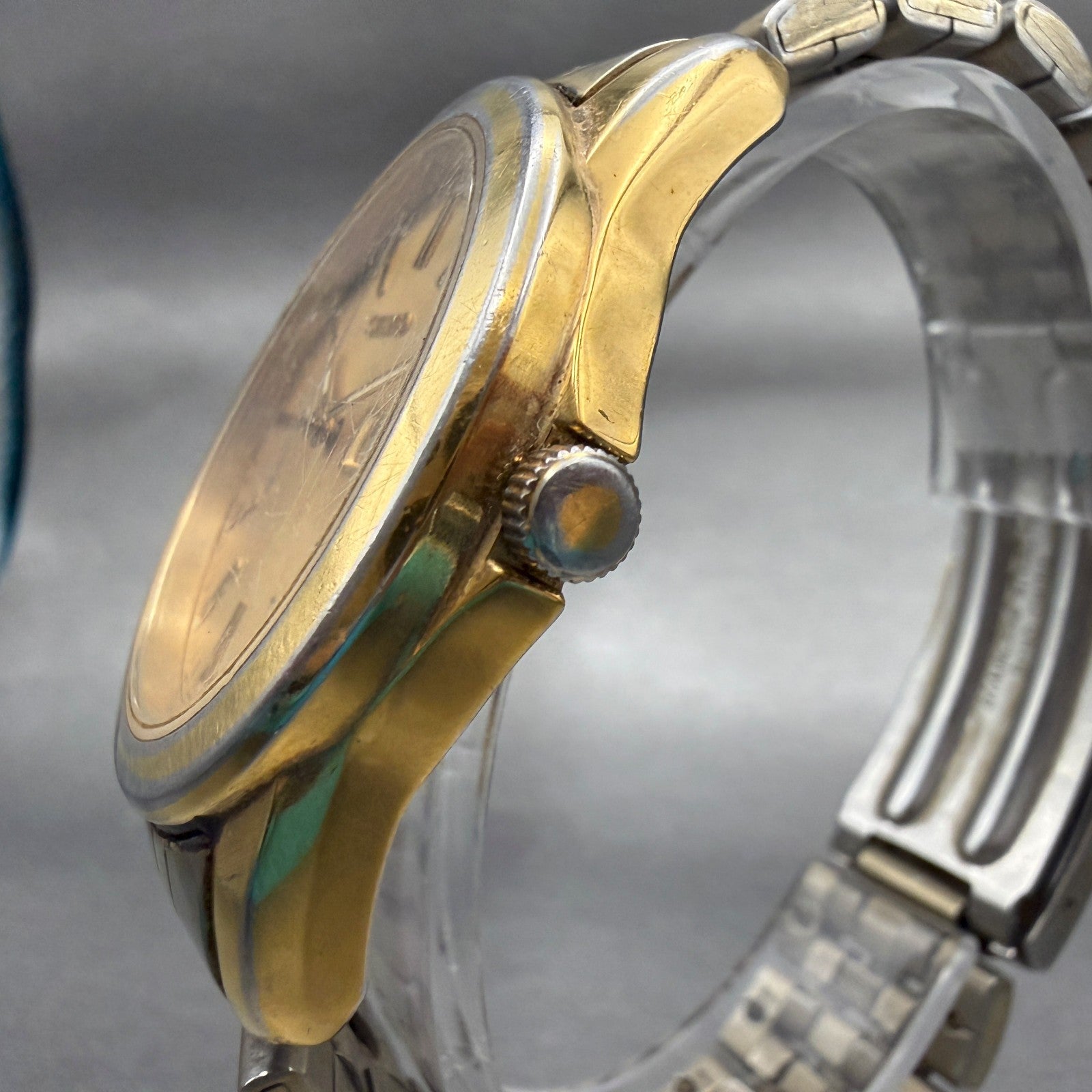 Seiko Watch Men 38mm Gold Dial Gold Tone Daydate Round 7N43-0AM0 New Battery2