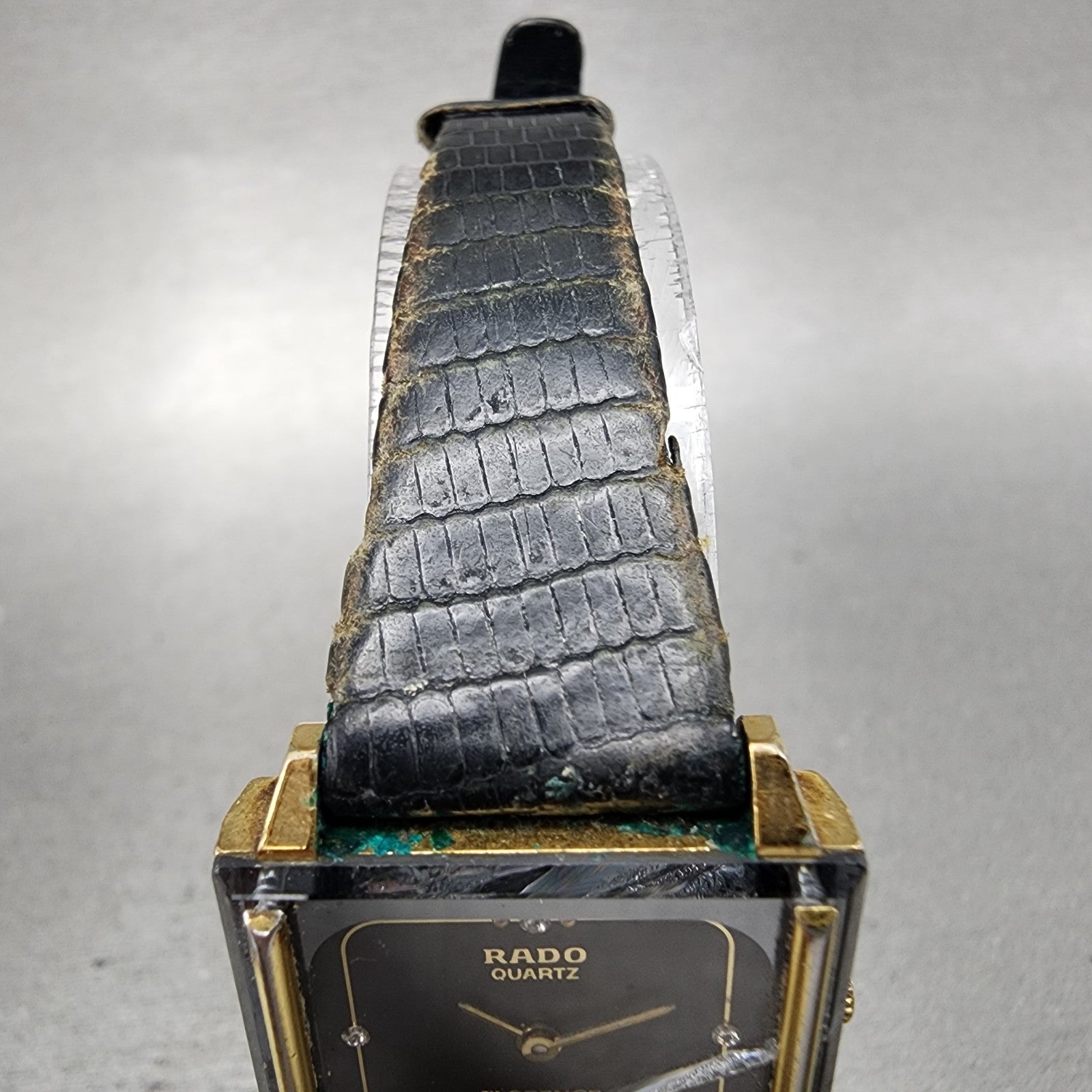 Rado Florence Tank Watch Women 24mm Black Dial Gold Tone Rectangle New Battery3