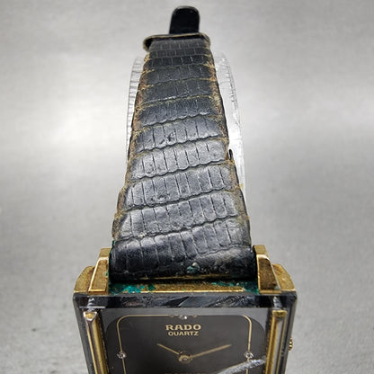 Rado Florence Tank Watch Women 24mm Black Dial Gold Tone Rectangle New Battery3