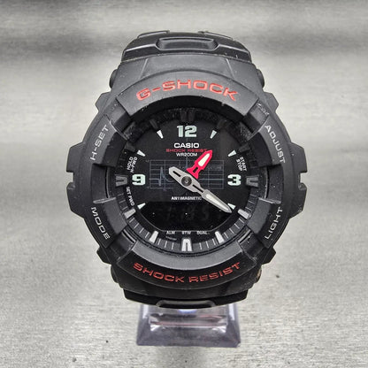 Casio G-Shock G-100 Watch Men 47mm Black Dial Black Tone Chrono Alarm New Batt J0
