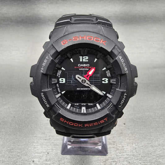 Casio G-Shock G-100 Watch Men 47mm Black Dial Black Tone Chrono Alarm New Batt J0
