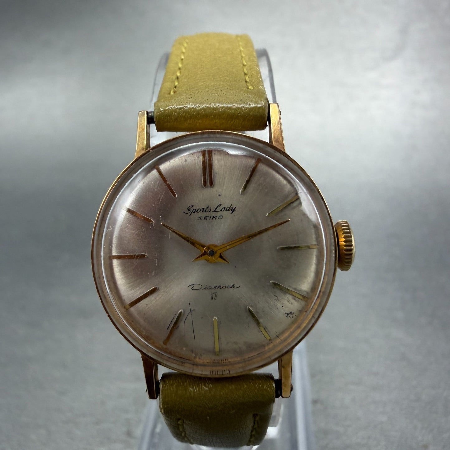 Seiko Sports Lady Watch Women 24mm Silver Dial Gold Tone Round Manual 6512 Runs0