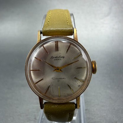 Seiko Sports Lady Watch Women 24mm Silver Dial Gold Tone Round Manual 6512 Runs0
