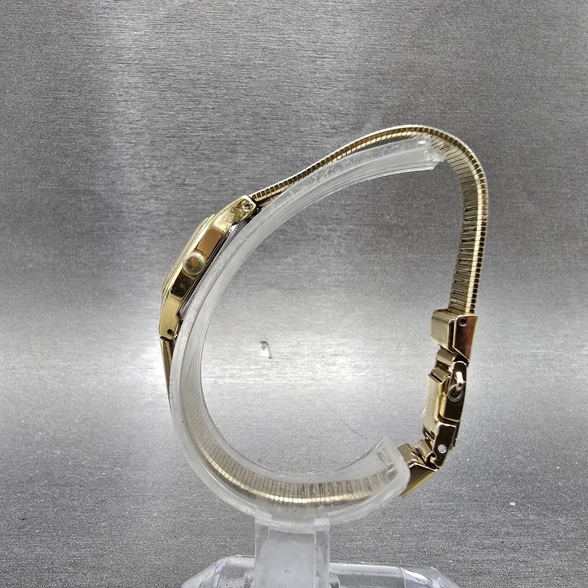Seiko Watch Women 17mm Champagne Dial Gold Rectangle 2C20-5789 New Battery VTG6