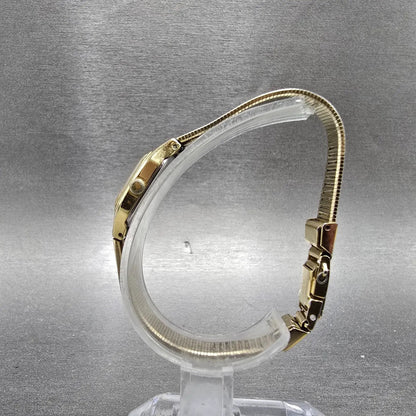 Seiko Watch Women 17mm Champagne Dial Gold Rectangle 2C20-5789 New Battery VTG6