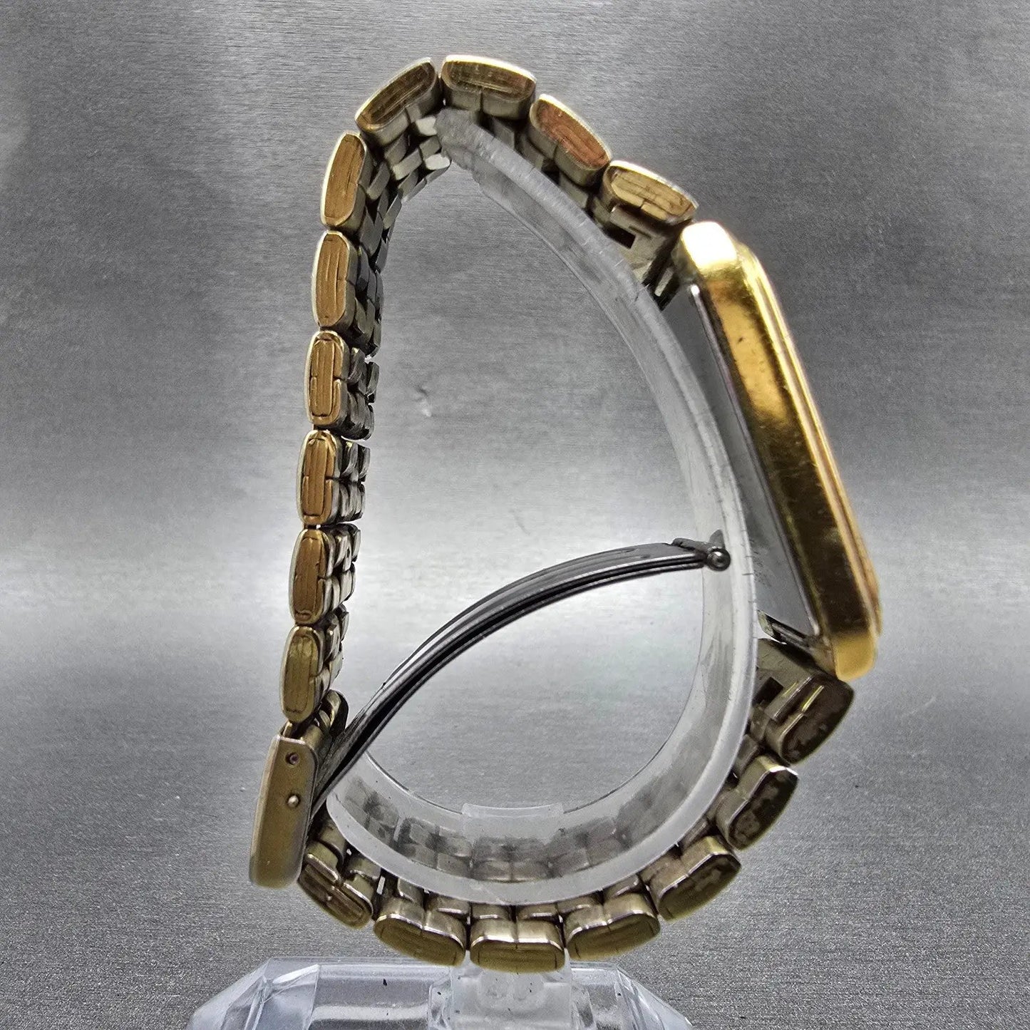Seiko Watch Men 27mm Champagne Dial Gold Tone Date Rectangle 7N29-5B29 PARTS9