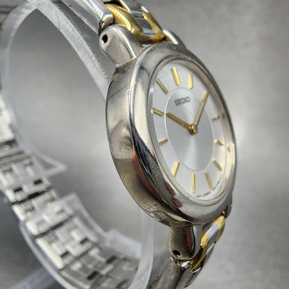 Seiko Watch Women 24mm White Dial Two Tone Round 1N001E19 New Battery3