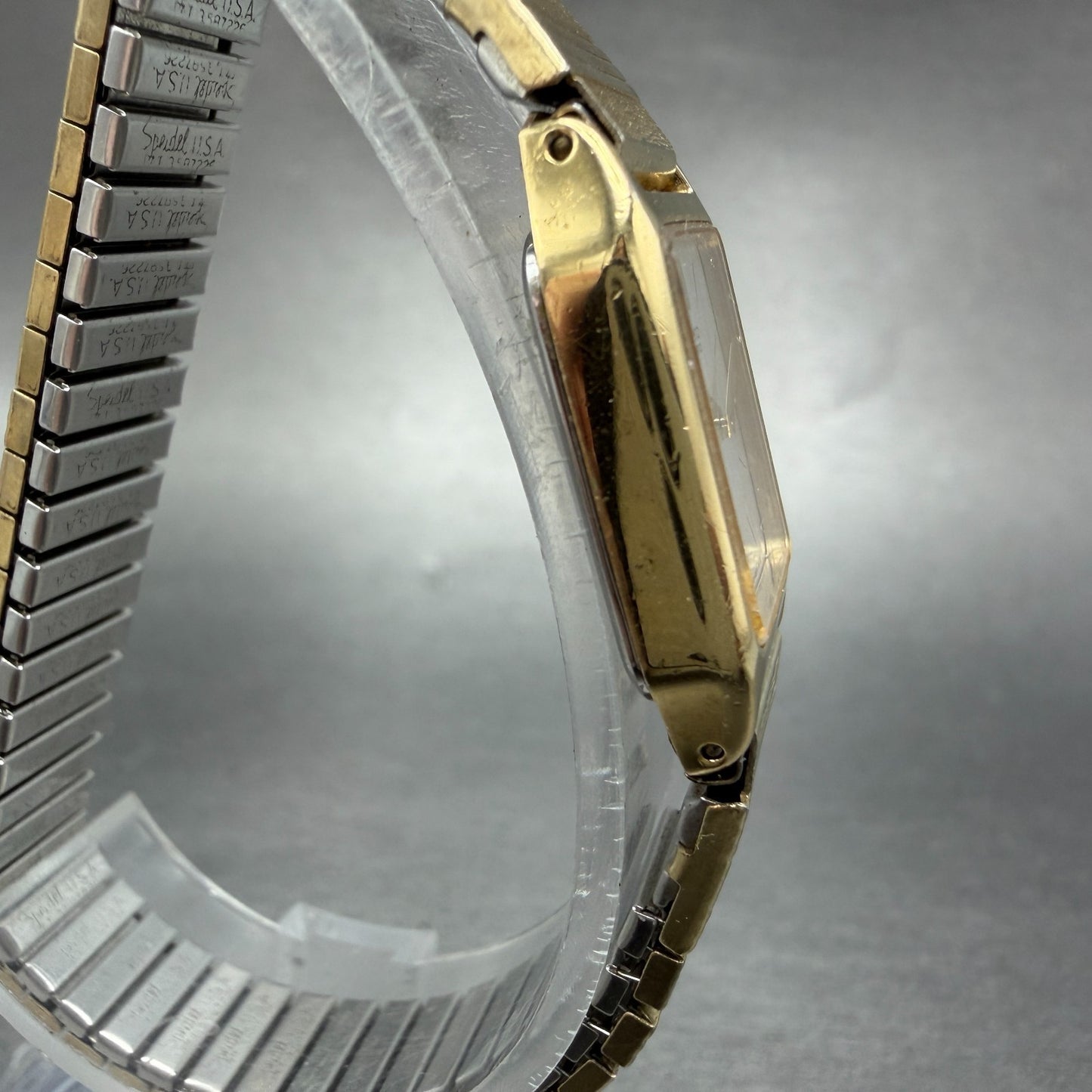 Seiko Tank Watch Women 17mm Silver Dial Gold Tone 4N00-5129 New Battery Vintage3
