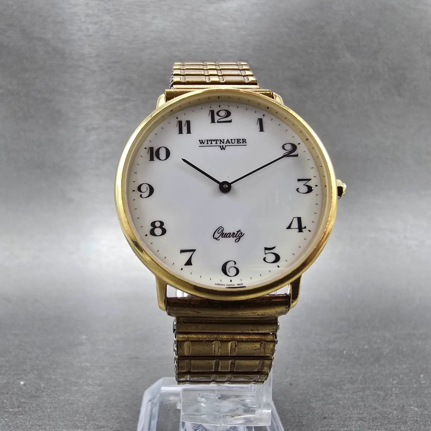 Wittnauer Watch Men 33mm White Dial Gold Tone Round New Battery Vintage6