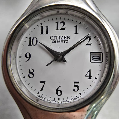 Citizen Watch Women 23mm White Dial Silver Tone Date Round 1012-S011615 New Batt1