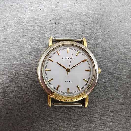 Seiko Lucent Watch Men 30mm White Dial Two Tone 7n01-615a New battery