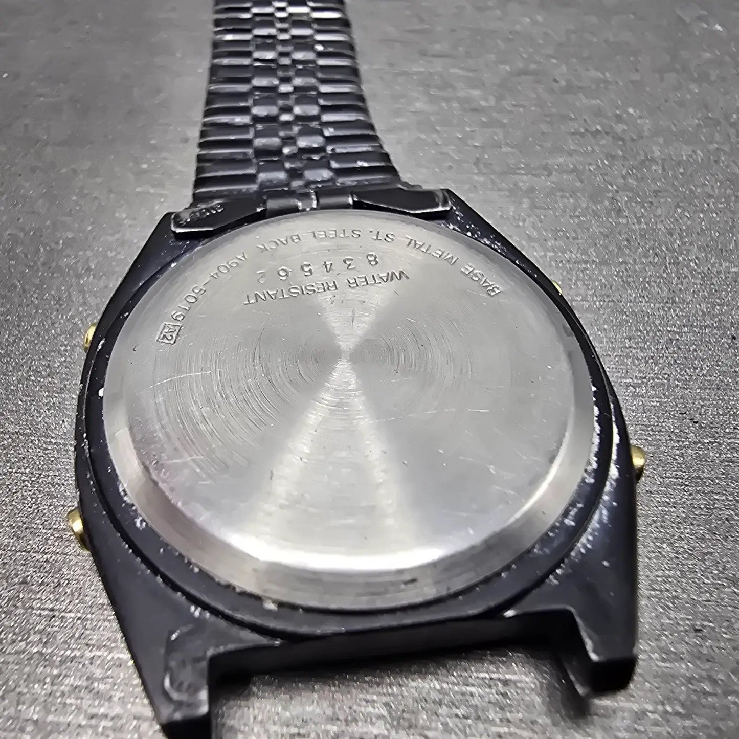 Seiko Digital Watch Men 33mm LCD Black Tone Alarm Chronograph A904-5019 PARTS12