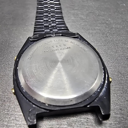 Seiko Digital Watch Men 33mm LCD Black Tone Alarm Chronograph A904-5019 PARTS12