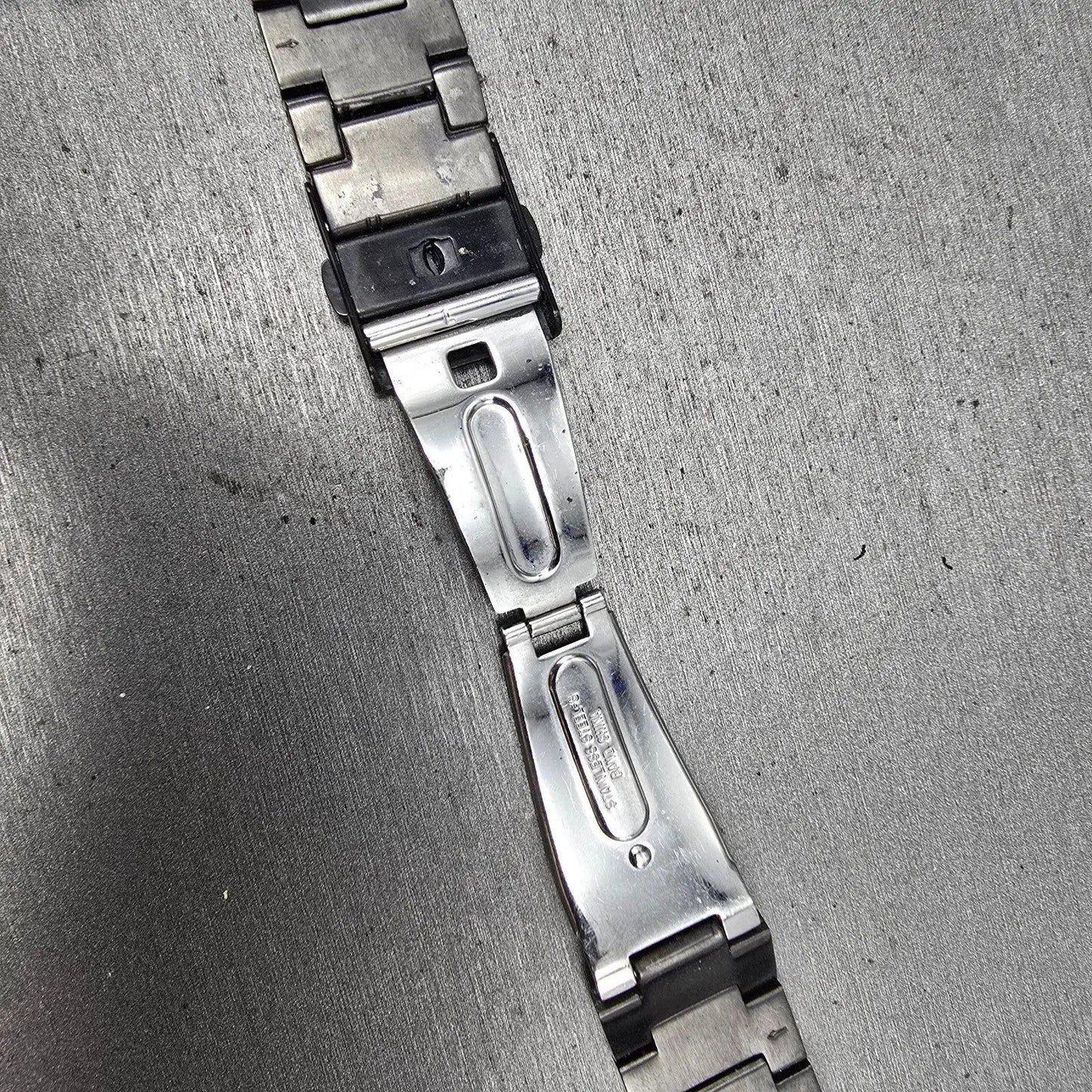Seiko Bracelet 20mm Black & Gold Tone For 6A32-00B0 Tri Folding 3363 GI Steel12