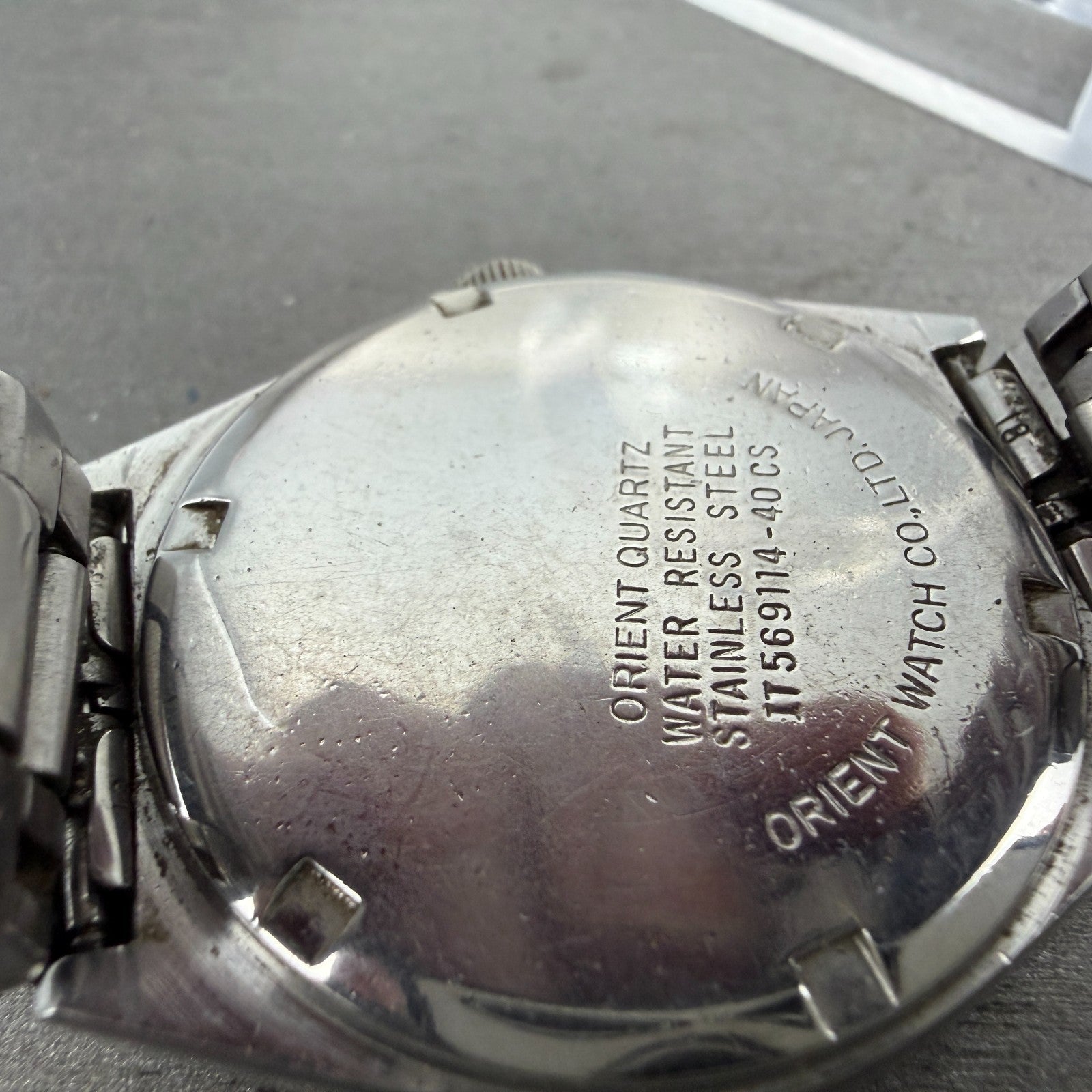 Orient Swimmer Watch Men 35mm Black Dial Silver Tone Daydate 569114-40 PARTS VTG10