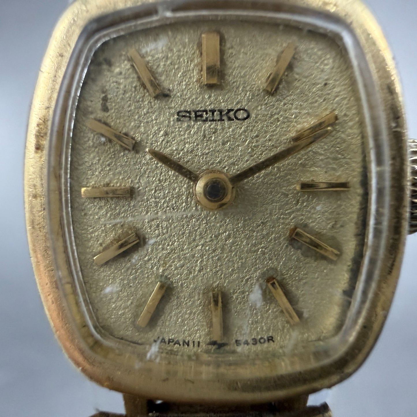 Seiko Watch Women 16mm Champagne Dial Gold Tone Rectangle 11-5189 Manual Runs1